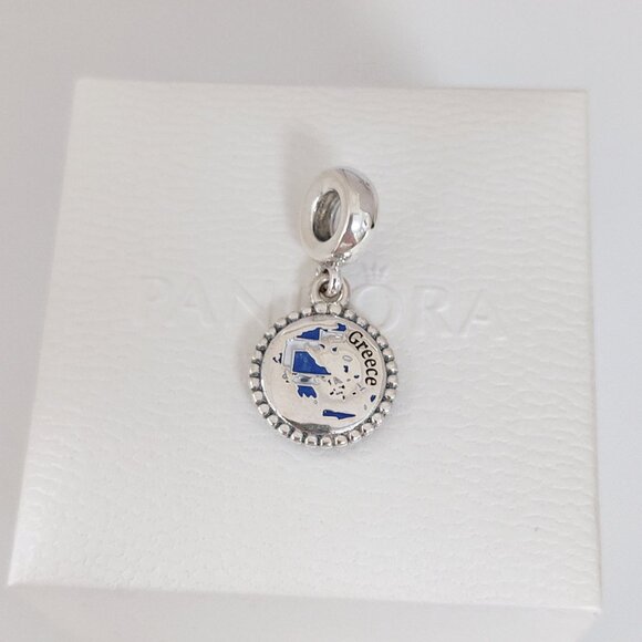 Pandora Greece Flag Map Exclusive Travel Dangle Charm S925 Silver with box - Picture 5 of 8